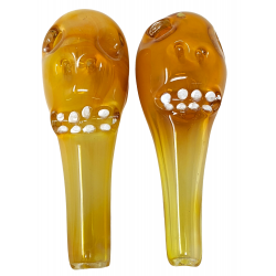4" Gold Fumed Indented Spooky Face Spoon Hand Pipe - (Pack of 2) [STJ67]
